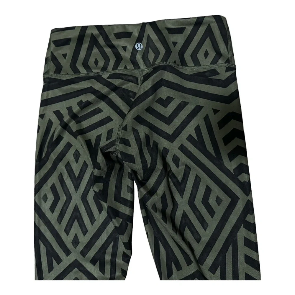Lululemon Wunder Under Leggings Luxtreme Chevron Shuffle Fatigue Green Sz 4 - Picture 11 of 14